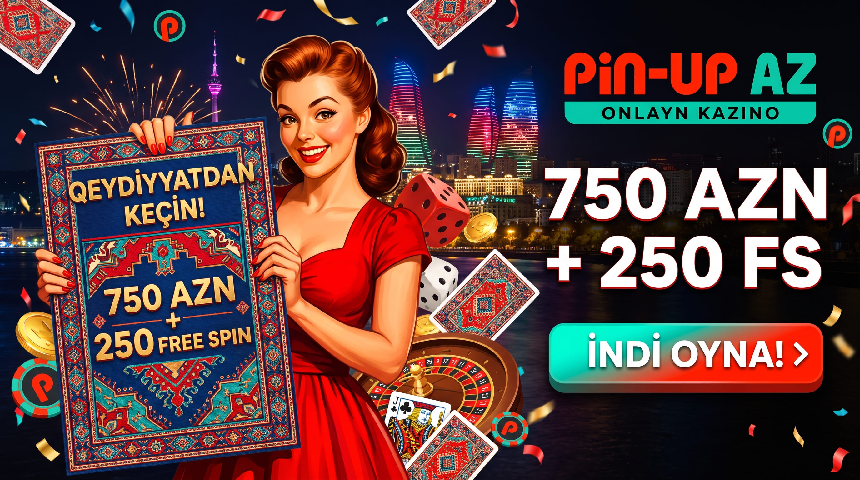 Əlində qeydiyyat lövhəsi olan fiqur, rulet və 750 manat üstəgəl 250 pulsuz fırlanma